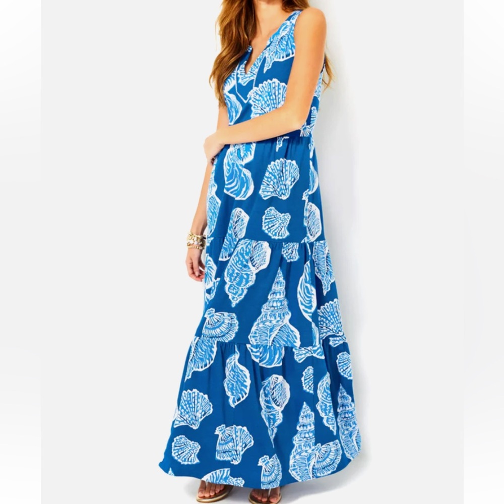 Lilly Pulitzer Sydnee Shell Of A Good Time Maxi Dress Size Small